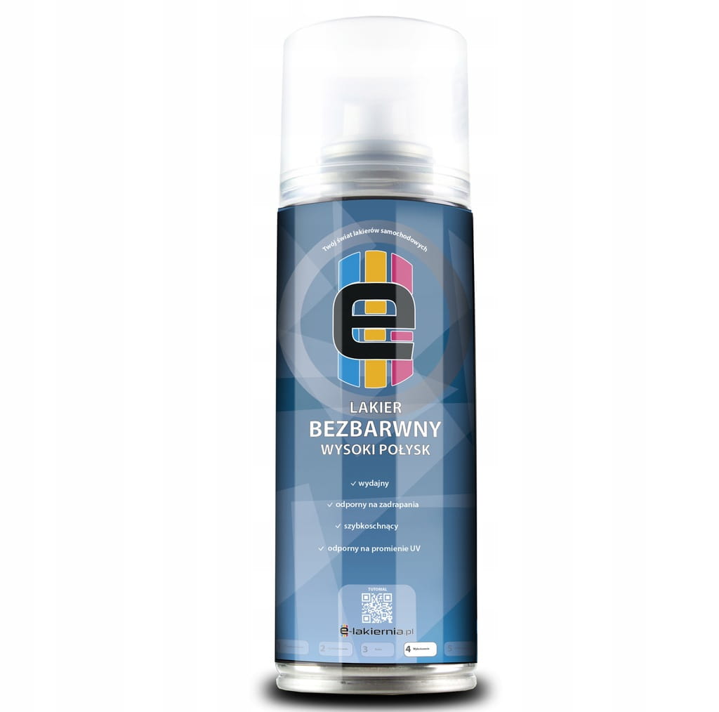 LAKIER SAMOCHODOWY KAŻDY KOLOR + BEZBARWNY 2w1 W SPRAYU 200ml do PLASTIKU