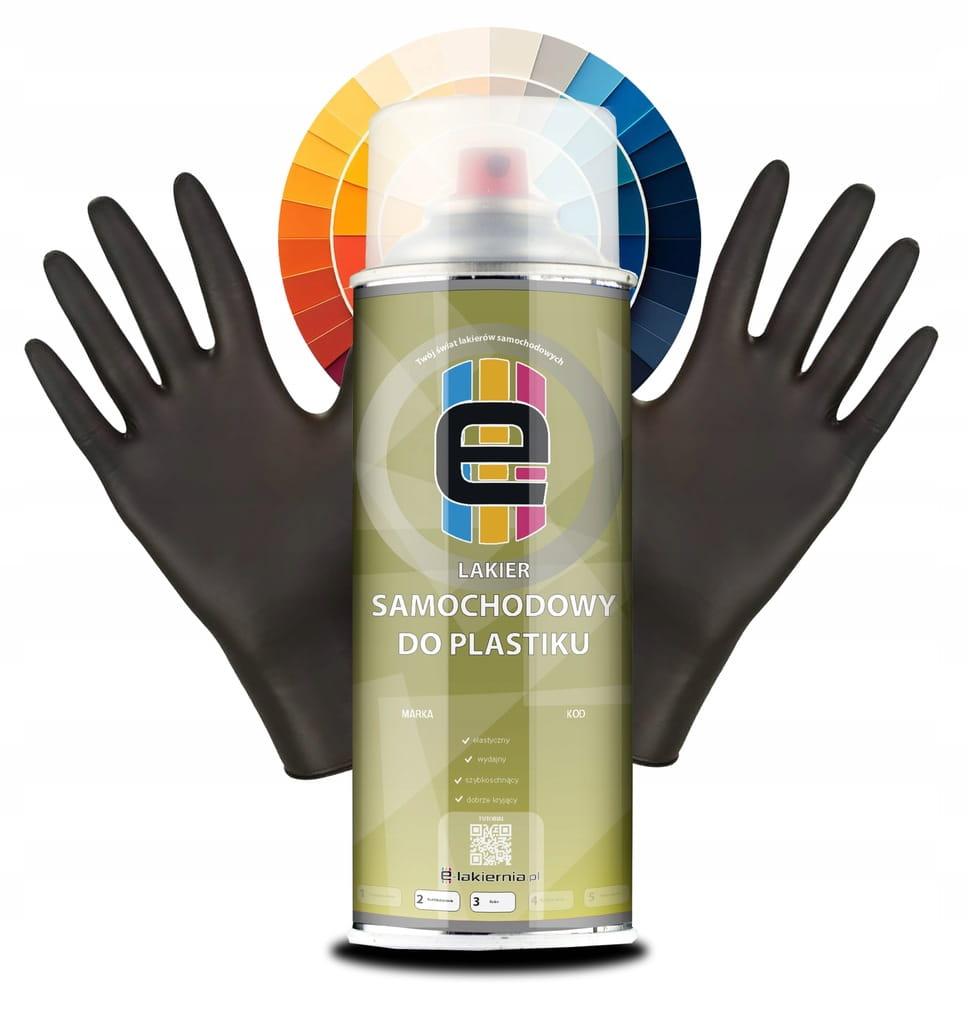 LAKIER SAMOCHODOWY do PLASTIKU ZDERZAKÓW KAŻDY KOLOR 2w1 W SPRAYU 400ml