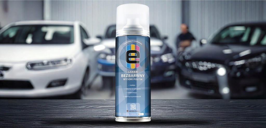PROFESJONALNY LAKIER BEZBARWNY AKRYLOWY SPRAY 200ml E-LAKIERNIA