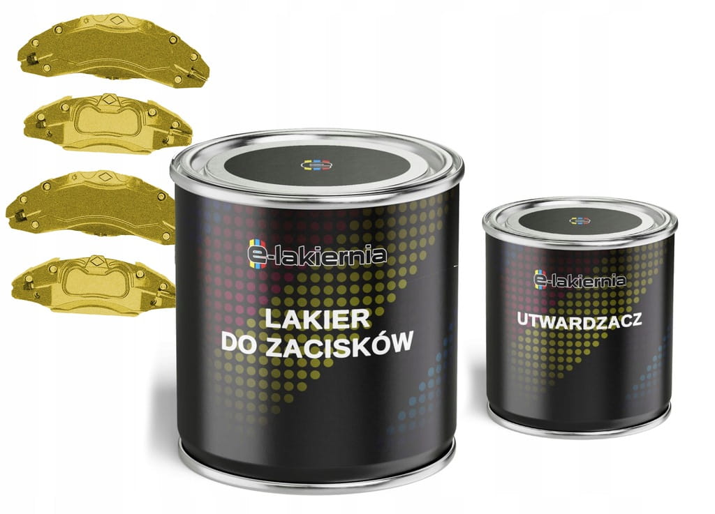 ZESTAW LAKIER FARBA DO BĘBNÓW ZACISKÓW HAMULCOWYCH POŁYSK ZŁOTY