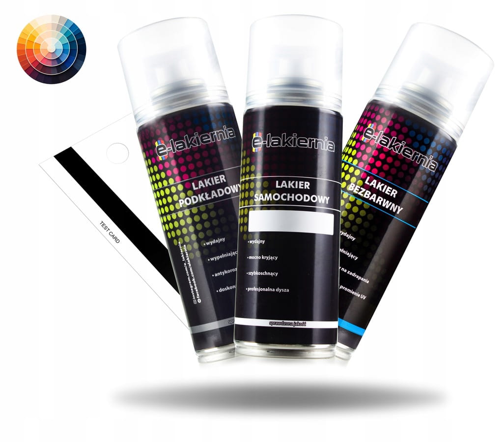 LAKIER SAMOCHODOWY SPRAY + PODKŁAD BEZBARWNY E-LAKIERNIA 3x200ml