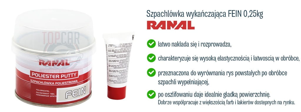 RANAL SZPACHLÓWKA POLIESTROWA FEIN 250G
